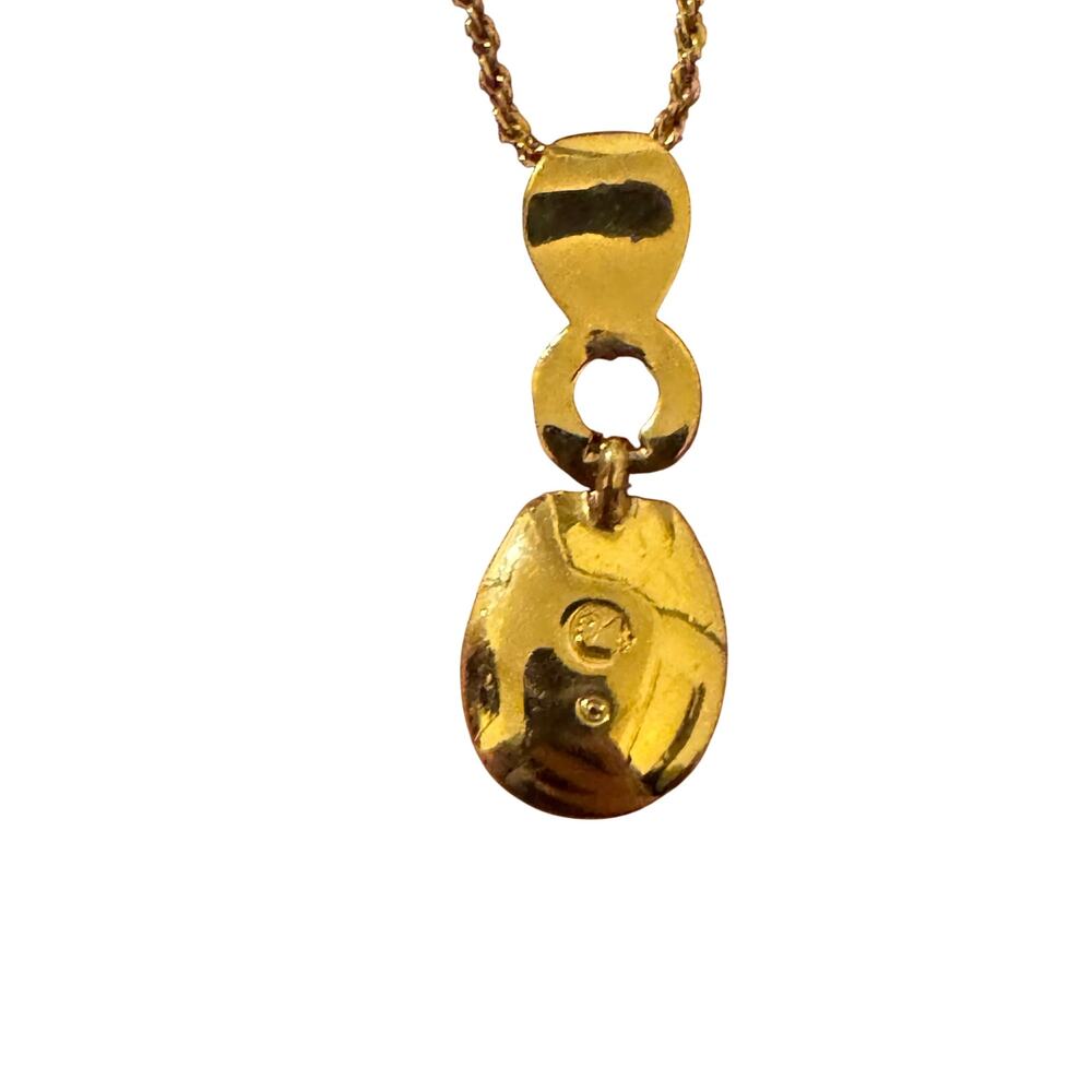 Swarovski Authentic blue tear drop pendant gold chain necklace - Picture 5 of 9
